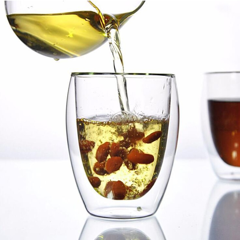 Varmebestandig dobbeltvægs glas kop øl kaffe kop sæt håndlavet øl krus te glas whisky glas kopper