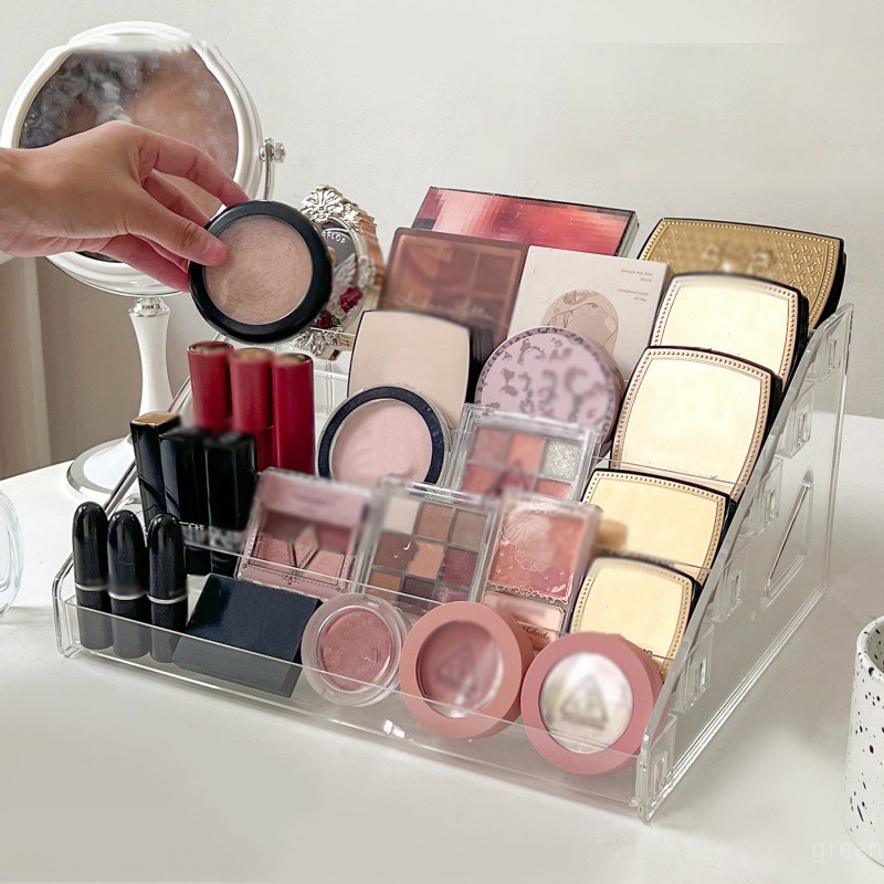 Meerlaags opbergrek voor opstapjes Organiseren van oogschaduw Lippenstift Transparante cosmetica Nagellak Desktop Display Plankorganisator
