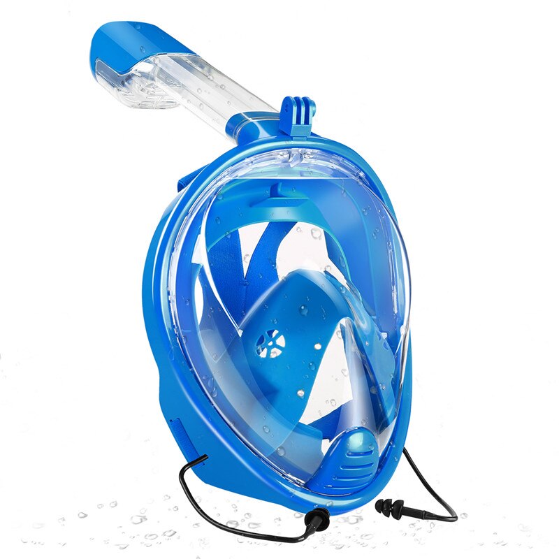 YaHey máscara de natación de cara completa vista Anti-niebla Snorkel máscara para buceo equipo subacuático Snorkel para GoPro Compatible: blue diving mask / L / XL