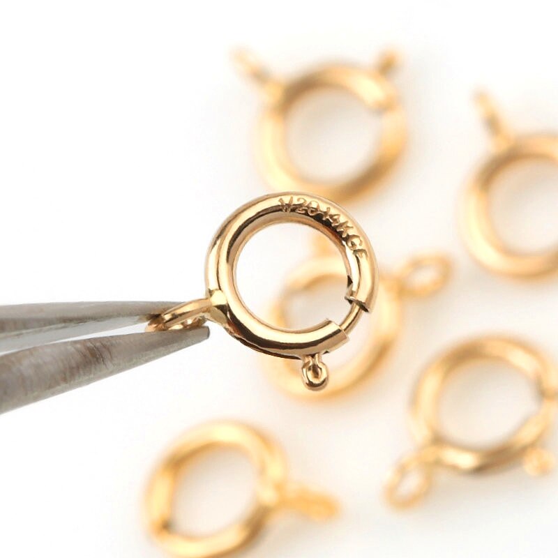 A pair 5mm 6mm 14K gold filled Spring Ring Clasps Hooks 14K GOLD Connection For Necklace Bracelet DIY Buckle