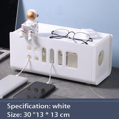 Plastic Cable Management Box Cable Organizer For Cables Pick Up Usb Cable Winder Mouse Headphone Wire Arrangement Protector: White
