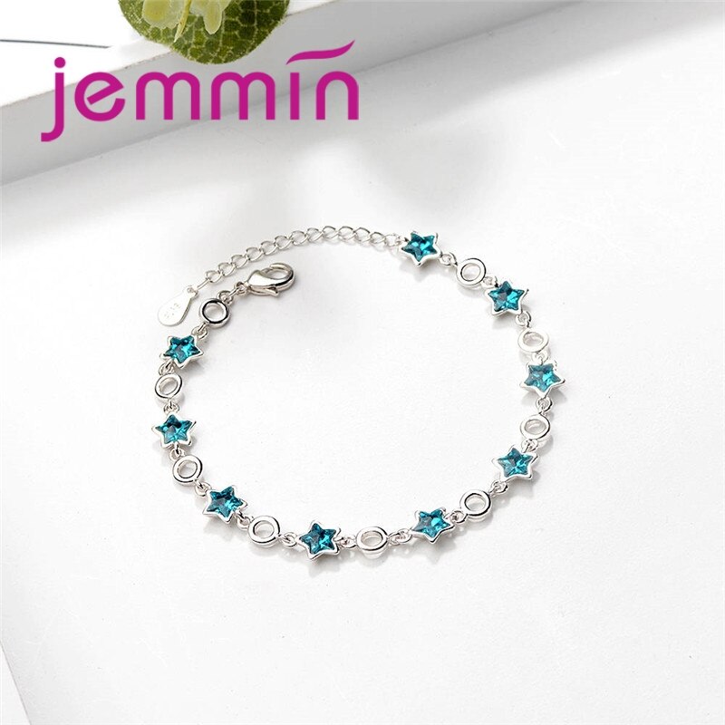 Elegantment Stijl Star Blue CZ Steen Charmante Meisjes Beste Festival 925 Sterling Zilver Resizable Armband