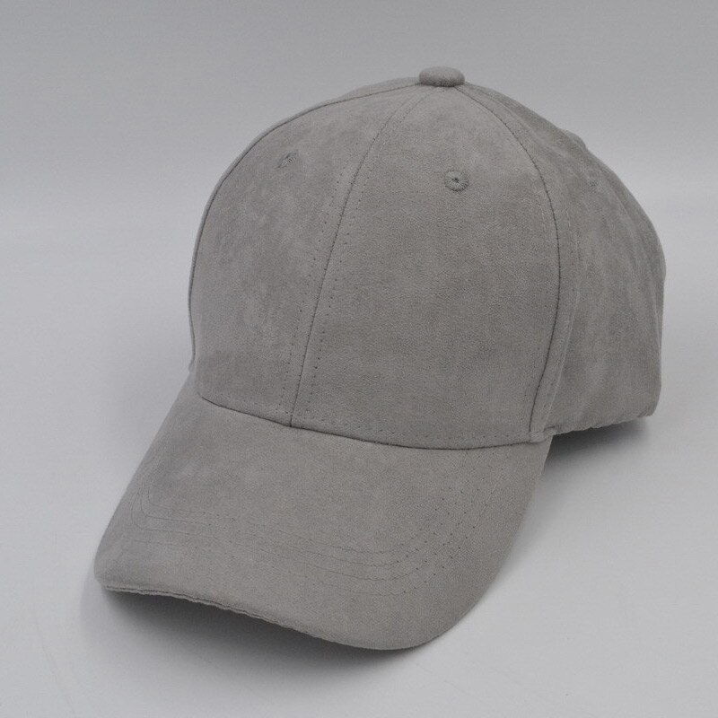 Efterår faux ruskind buet rand baseball cap almindelig snapback far hat mænd kvinder, grå blå beige pink