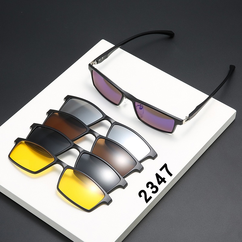 Brilleinnfatning herre med 5 stk. klips polariserte solbriller brille magnetiske briller herre  uv400 briller 2347
