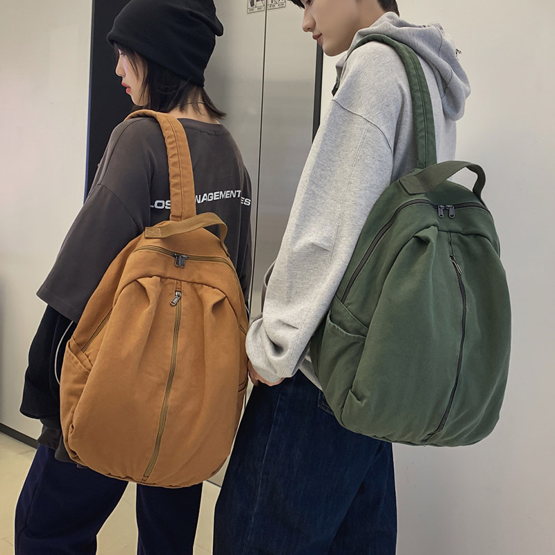 2022 Canvas Backpack Women Causal Travel Backpack Solid Color Unisex Laptop Student Schoolbag For Teenages Girls Bookbag