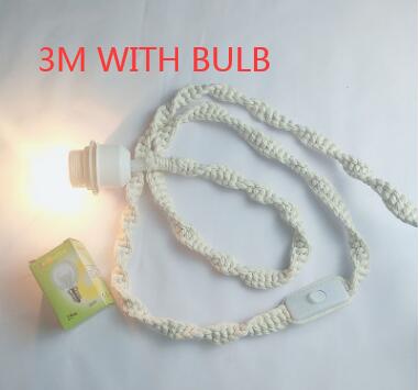 Handmade Macrame Fringed Chandelier Macrame Style Ceiling Hanging Decor Boho Chic Pendant Light Shade Kit Lighting Decoration: 300cm light cord