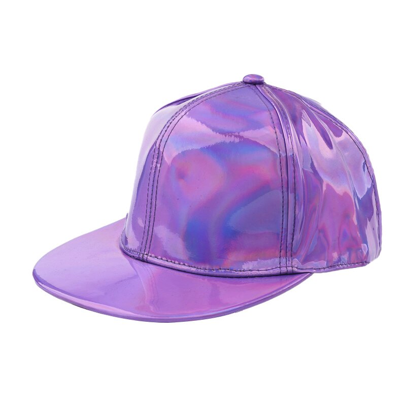 Mænd kvinder pu læder justerbar baseball cap hip hop hætter solskærm snapback flad dans street trendy hatte: Lilla