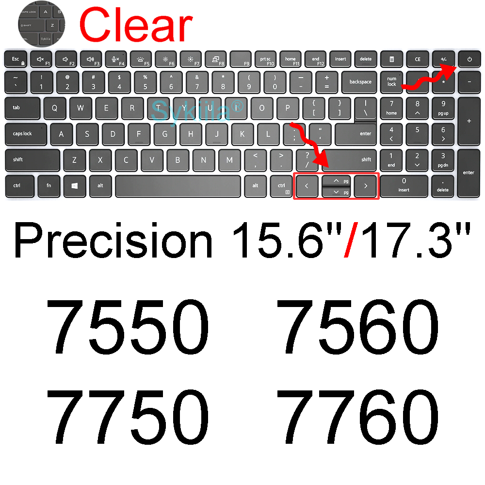 Keyboard Cover for Dell Precision 7550 7560 7750 7760 7720 7730 7740 Mobile Workstation 15.6 17.3 Silicone Protector Skin Case: Clear