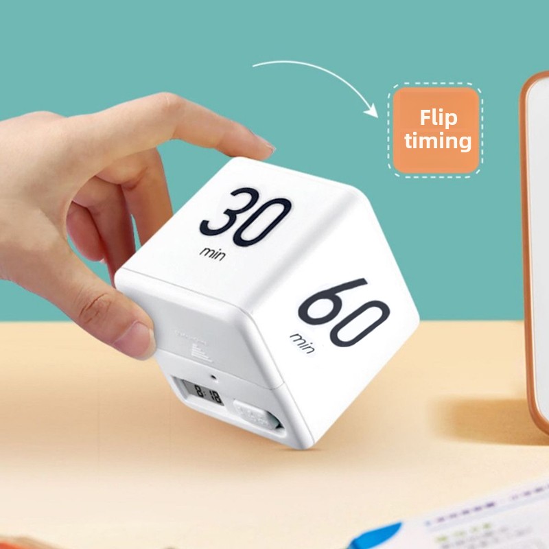 Productivity Cube Timer Gravity Sensor Flipping LED Display 4 Preset Time Dual Modes Countdown Cooking Study Mini Digital Timer