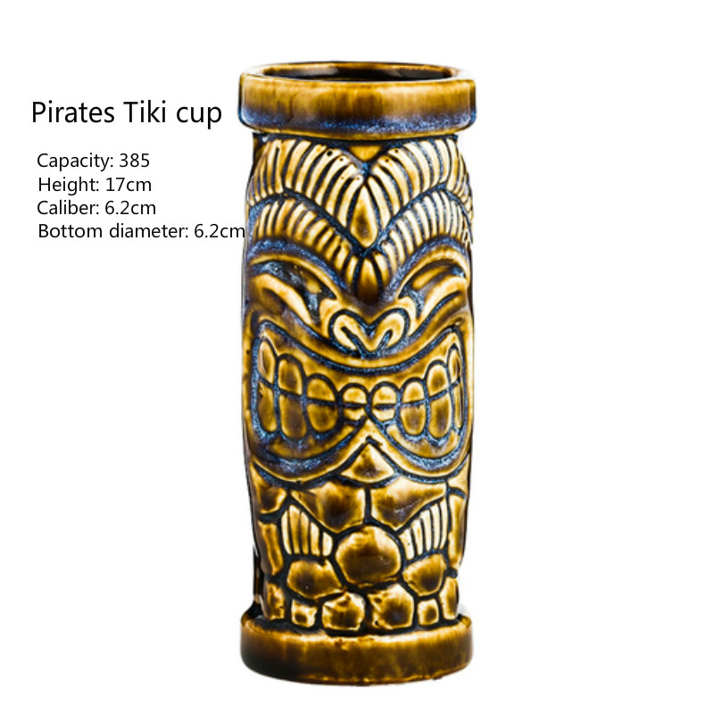 400ml Ceramic Tiki Cup Hawaii Cocktail Glass Cool Drinks Pirate Soldier AimarMaui Idol Wine Glass Carving Culture Cup: Pirate