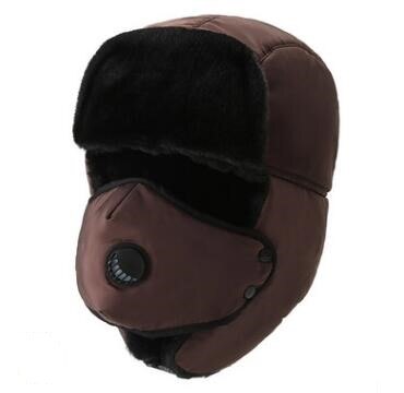 Thicken Mannen Vrouwen Winter Outdoor Warm Houden Oor Bescherming Fietsen Ski Bomber Cap Plus Fluwelen Wol Camo paar Hoed Gorra: Coffee