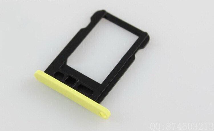 Colorful Sim Card Tray for iPhone 5C Sim Card Adapter Holder Slot Card Tray + White/orange/yellow/blue/green Replacement parts: yellow