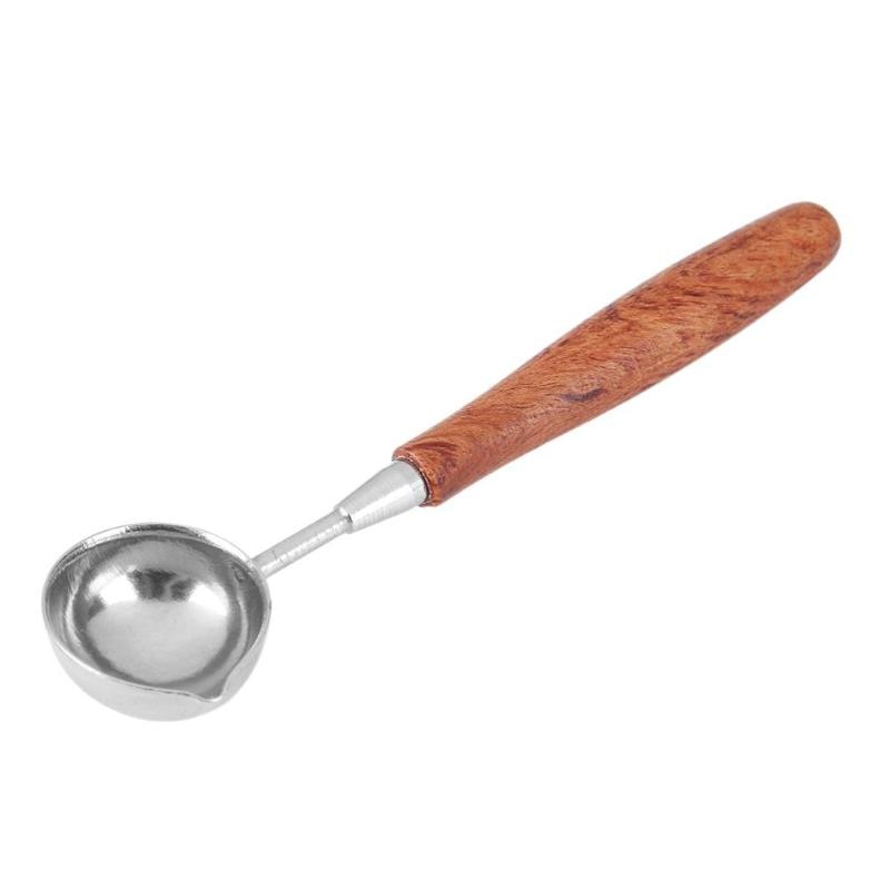 Cuchara de cera lacre, mango de madera Retro, estampado en cera, tarjetas de invitación, sellos decorativos artesanales: B 120mm