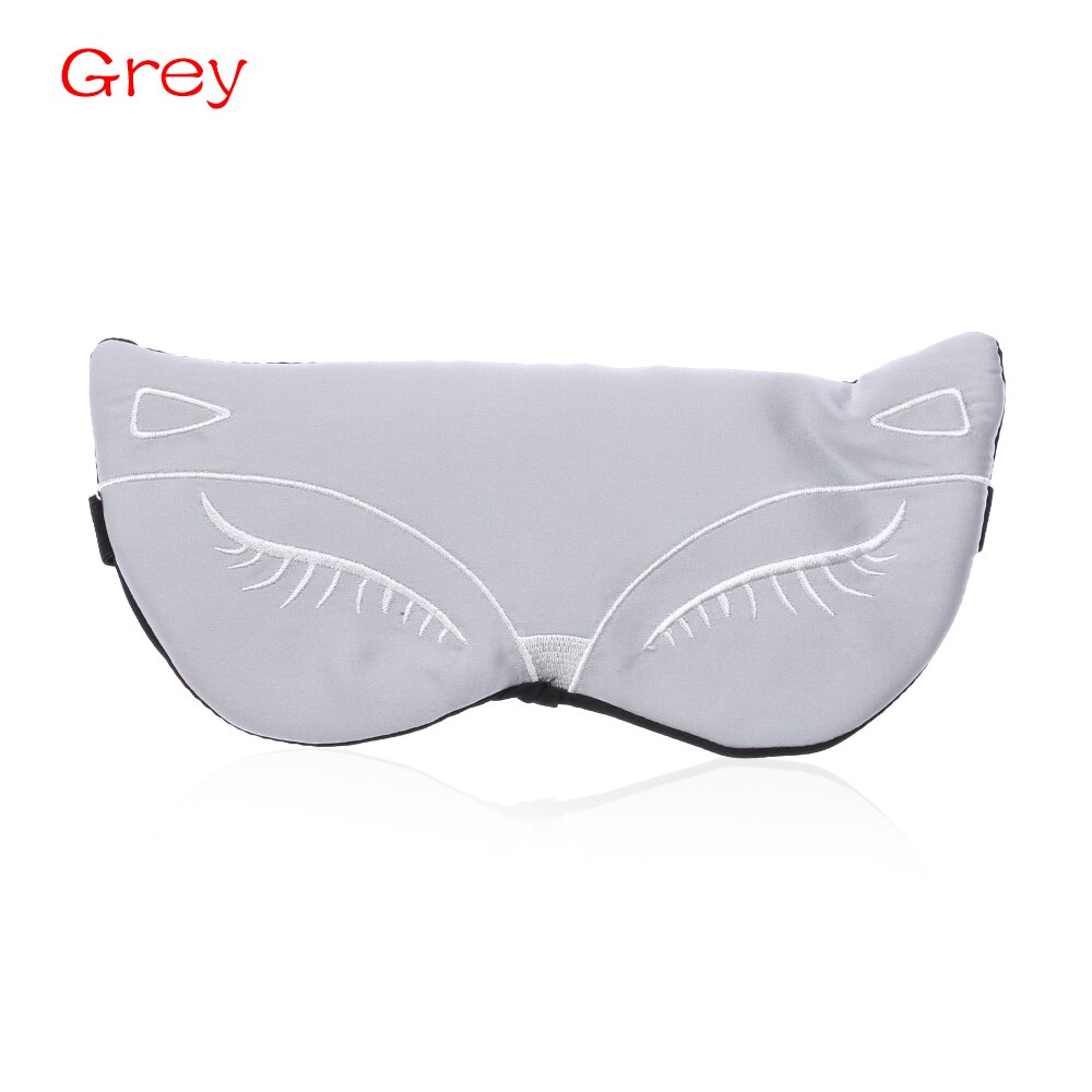 1PC Cartoon Silk Eyepatch Sleeping Mask Embroidery Eyepatch Adjustable Sleeping Aid Blindfold Travel Sleep Eye Mask: grey
