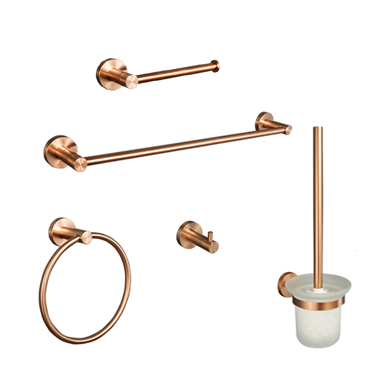 Brushed Rose Gold 304 Stainless Steel Wall Hook Toilet Paper Holder Towel Bar Toilet brush Bath towel rack Bathroom Accessories