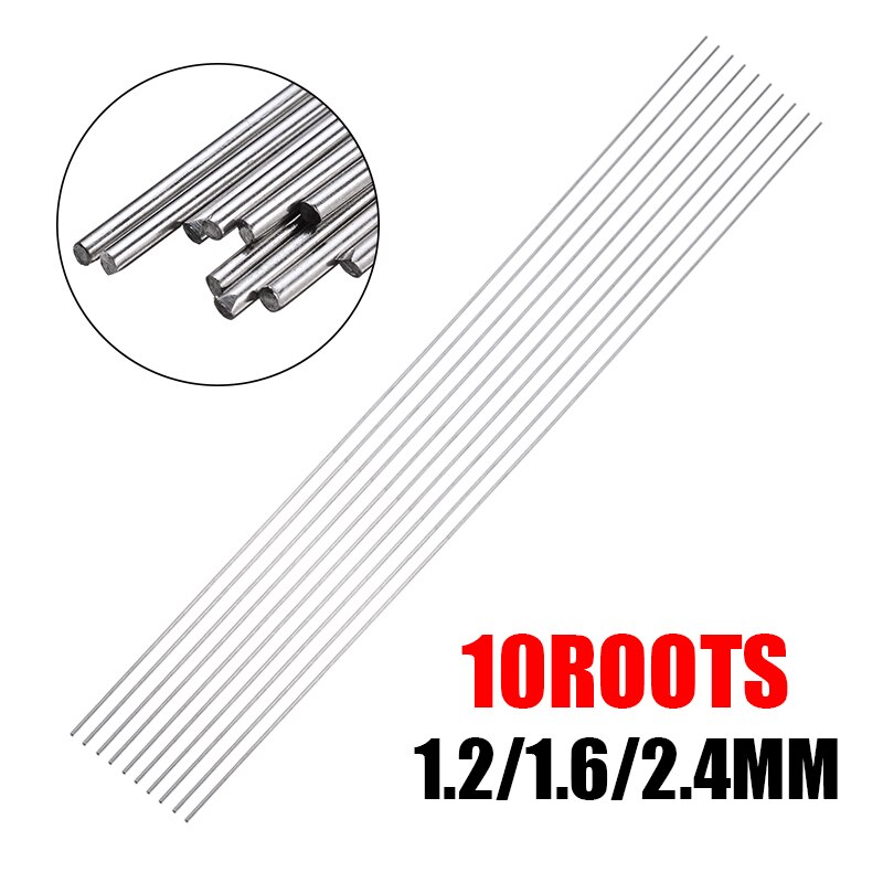 10 stk 330mm lange 1.2/1.6/2.4mm rustfrie sveisestaver tilsats sveisestang for lodding sveisetilbehør tig sveisestaver