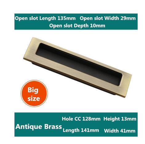 Tirador envejecido oculto para muebles rojo bronce cobre cocina gabinete perillas armario cajón tiradores de puertas agujero CC 64mm/96mm/128mm