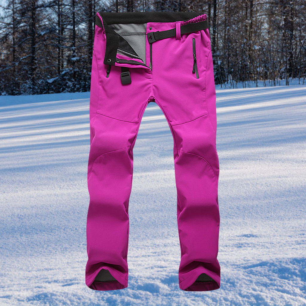 Womens Ski Broek Geïsoleerde Sneeuw Broek Dikke Warme Fleece Gevoerde Broek Soft Shell Voor Ski Vissen Wandelen Reizen Vrouwen: Rose red