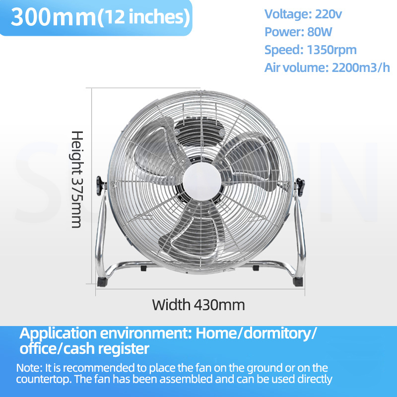 Gulv-/Loftventilator EXUAN Kraftig - 160W Ultrastrong Wind - Rustfrit Stål: Gul