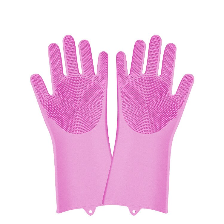 1 paar siliconen was handschoenen met borstel magische siliconen afwas handschoenen afwas voedsel schoonmaken gereedschap schrob handschoenen: Pk01-170g