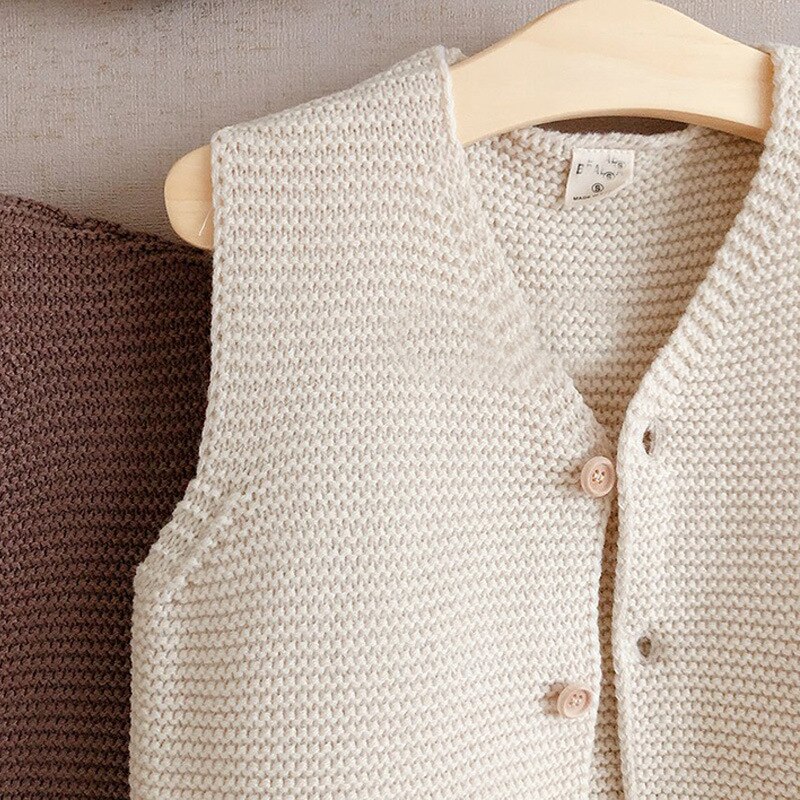 herbst Neue Baby Mädchen Weste Einzelne Brust Baby Strickwaren V-ausschnitt Baby Jungen Ärmellose Pullover Kleinkind Baby Stricken Strickjacke: beige / 3T