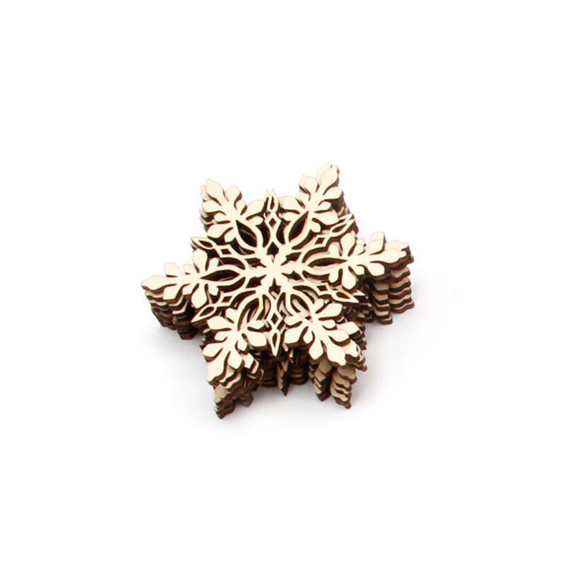 10Pc Swirl Wood Snowflake Christmas Embellishment Tree Hanging Ornament Decor