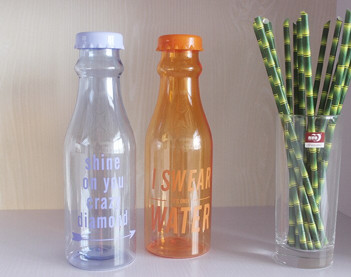 Dubbele afdekking, rietje, draagbare fles, snoepkleurige, frisse zomerse frisdrankfles, draagbaar glas, schattige plastic beker