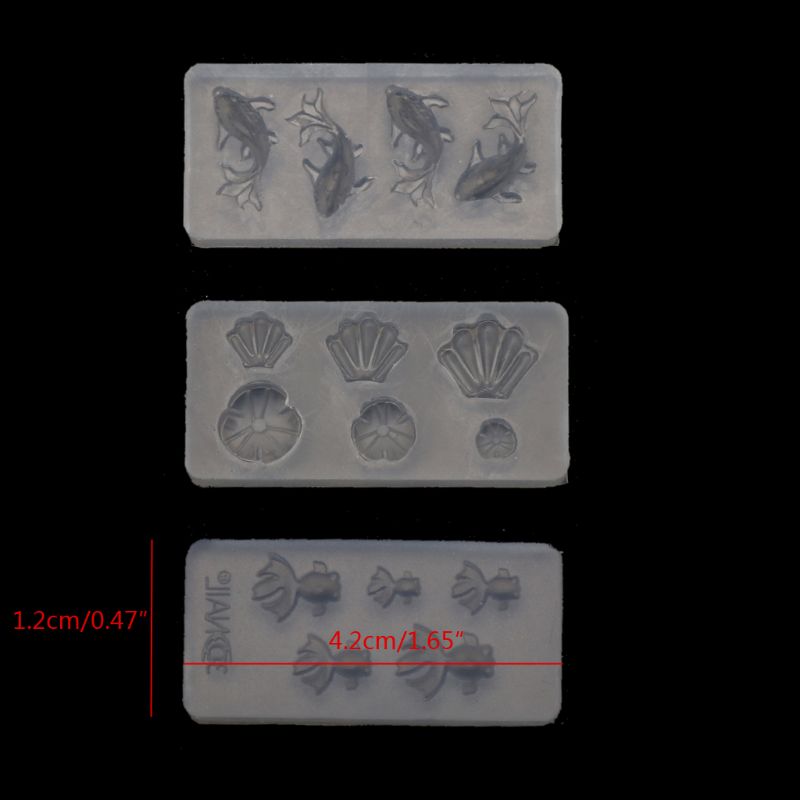 3 pcs Mini taille poisson rouge Lotus feuille boucles d'oreilles eau Dag bricolage résine bijoux moule Kit