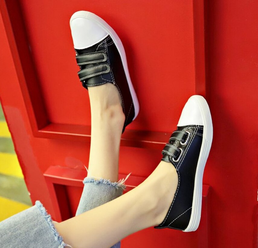 Sommarskor kvinna ledigt pu läder grunt enkla kvinnor vardagligt blommiga vita skor sneakers som andas