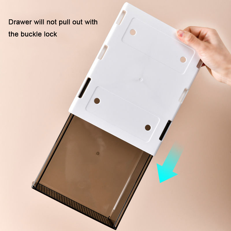 Self-Adhesive Under Desk Drawer Organizer Hidden Space Saving Office Supplies Storage Box Slide Out Pencil Tray Closet Organizer