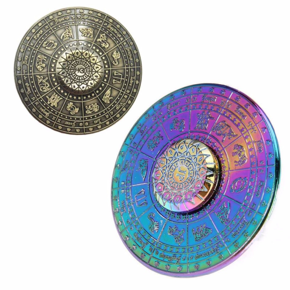Retro Bronze Metal twelve constellations flying saucer fidget spinner Lasting rotation Low noise High Speed Fine craft hand