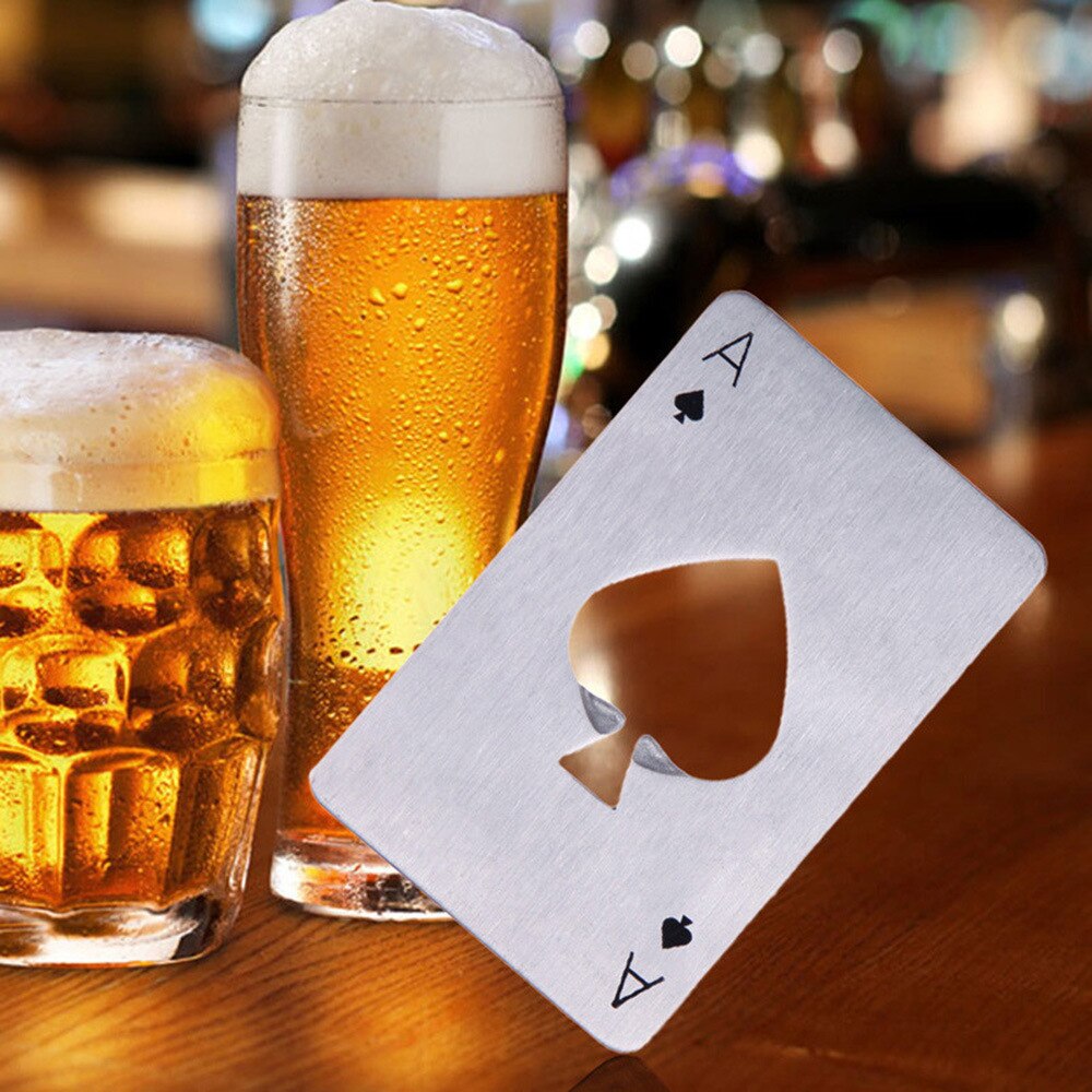 Pata pokeri kortinavaaja ruostumaton teräs olutbaari työkalut luottokortti sooda olut pullonkorkin avaaja keittiötyökalut