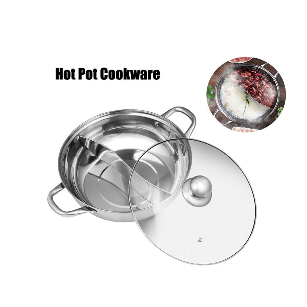 Bestonzon 1pc dubbelzijdige yin yang duurzame multifunctionele kookpotten met glazen deksel kookgerei voor keukenrestaurant