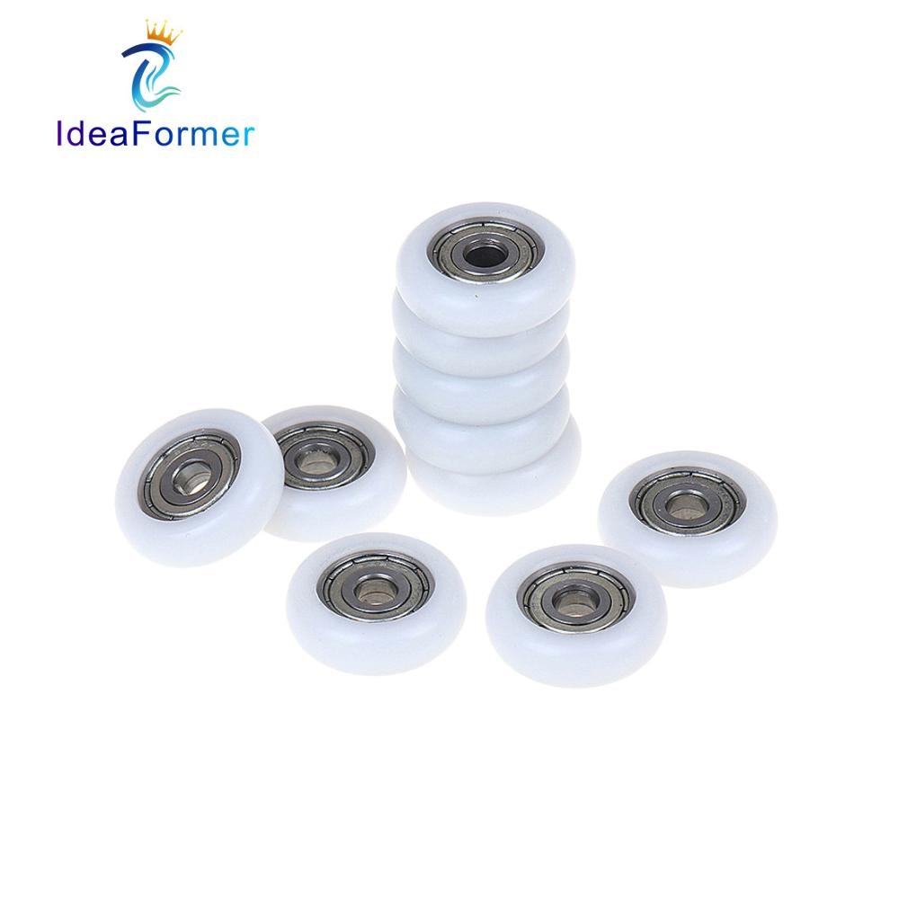10Pcs 3D Printer 625ZZ POM Bearings Round Roller Wheel With Kossel Nylon Plastic Wheel 5x21.5x6mm Embedded Groove Ball Bearings.