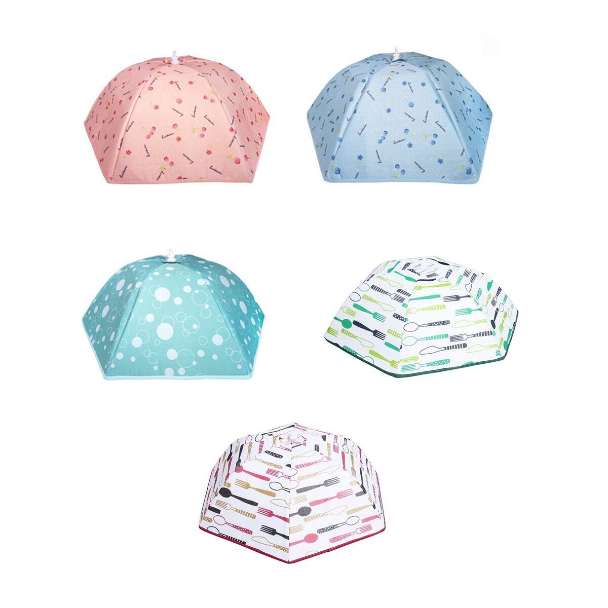 5 Kleuren Keuken Voedsel Covers Opvouwbare Bloemen Gedrukt Geïsoleerde Voedsel Cover Met Aluminiumfolie Tafel Schotel Cover Voedsel Paraplu cover