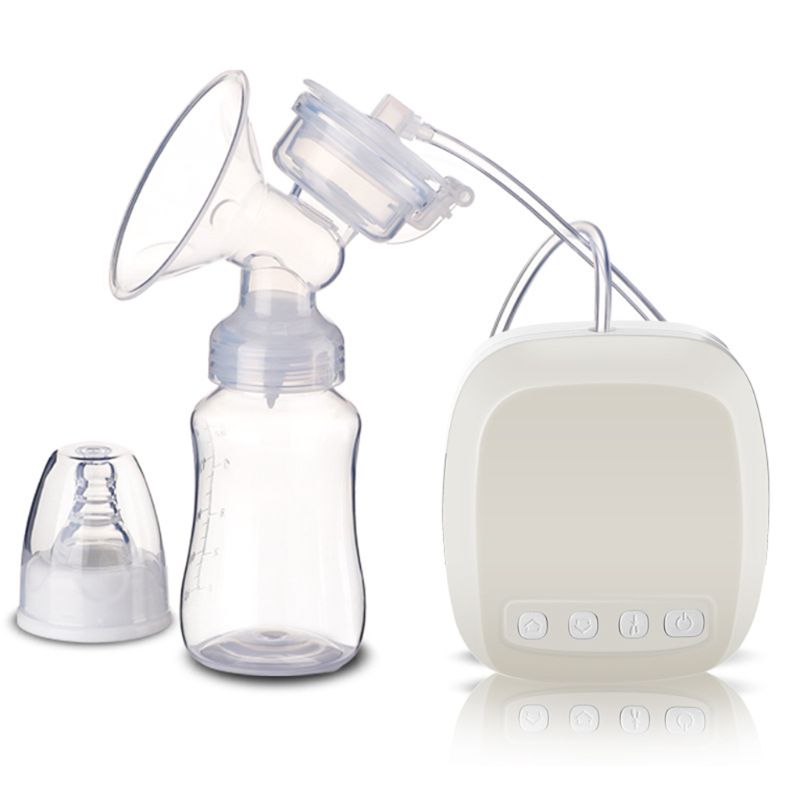 Electric Breast Pump Automatic Milker with Baby Bottle Maternal Nipple Suction Milk Extractor USB Chargable: White