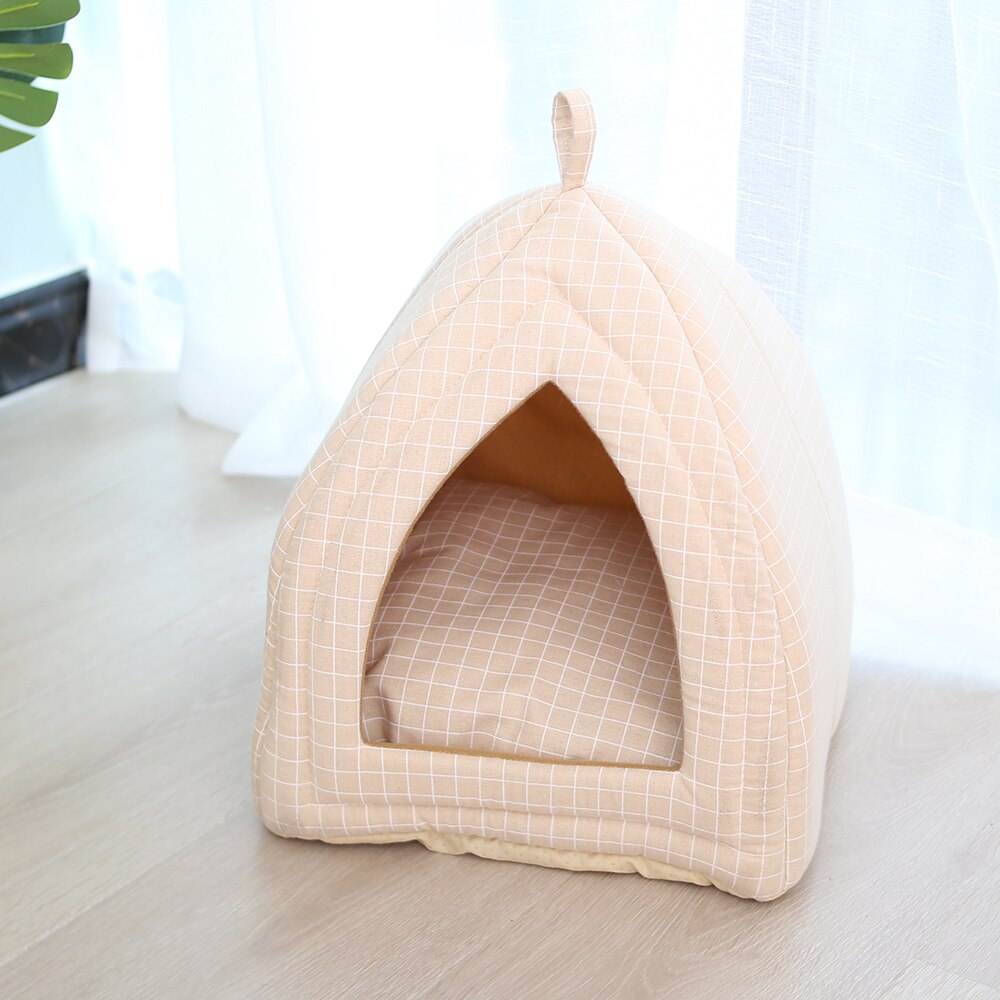 Cama para gato y perro de tela plegable forma de cono suave Casa de gato mascota nido para dormir cálido para gatos lavables suministros para mascotas lindas: 1 / 40x40x35cm