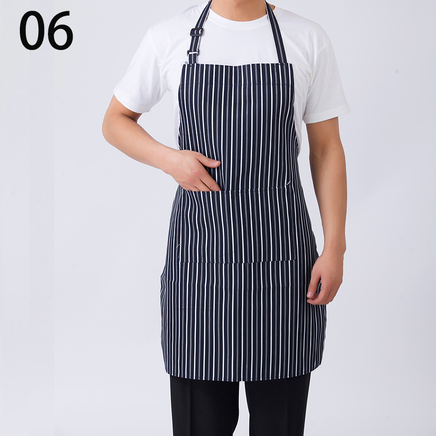 Zwarte Koken Bakken Schorten verstelbare Mouwloze Schort Streep Bib met zakken Halter Bib Delantal Keuken Restaurant: 06 blue white line