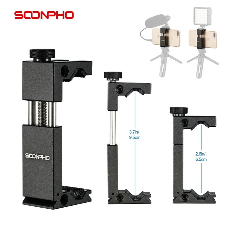 SOONPHO Tripod For Phone Mount Mobile Phone Tripod Clip Holder Clamp Adapter For iPhone XS 8plus X Samsung Huawei