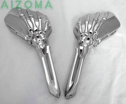 Chrome Motorcycle Rearview Mirror For Harley Sportster 883 Dyna Street Glide Custom Aluminum Skeleton Hand Claw Side Mirrors: Chrome