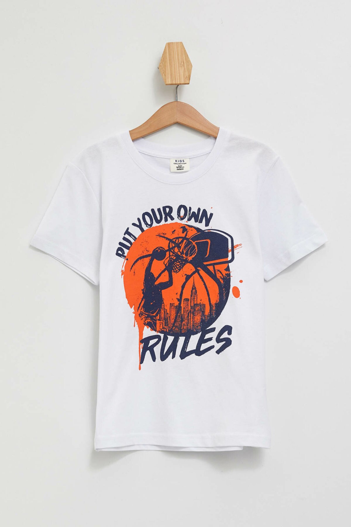 DeFacto Junge Oansatz Kurzarm T-Shirt Kinder Casual Brief Muster Tops Jungen Komfort Kleidung Sommer Weiß-M3131A619HS