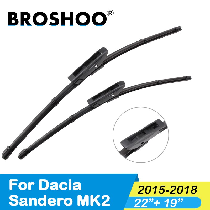 Broshoo ruitenwisserbladen van zacht rubber voor dacia sandero  mk1 mk2: Mk3 2015-2018 2219
