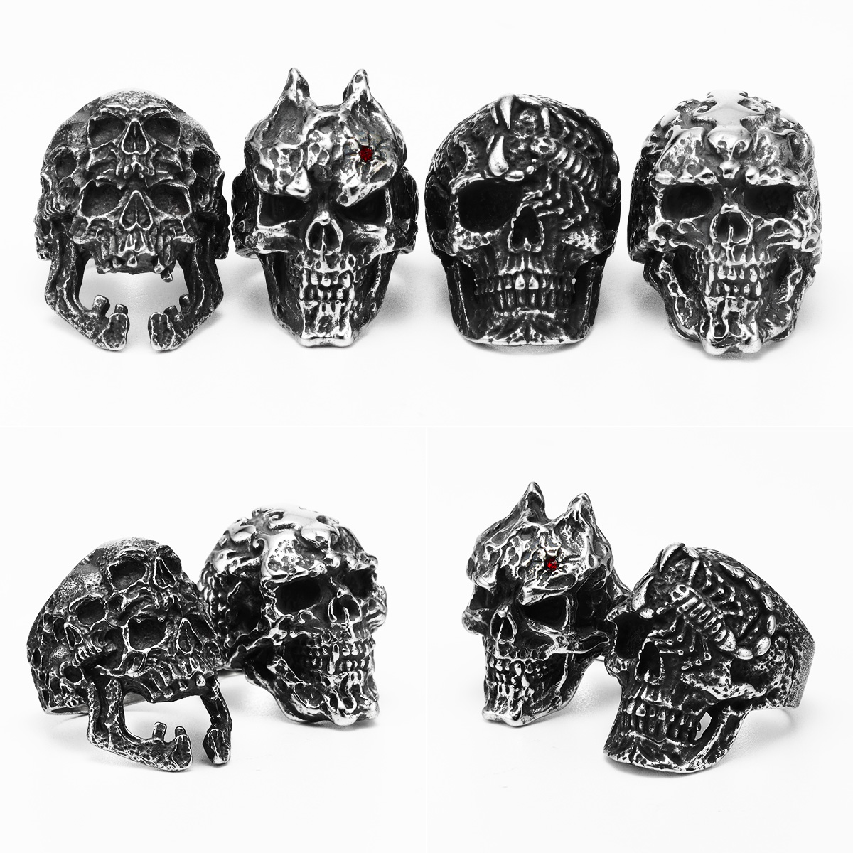 Anillos de calavera de escorpión para hombre, joyería de acero inoxidable para mujer, Punk, gótico, Rock, Vintage, negro, accesorios de elegantes, al por mayor