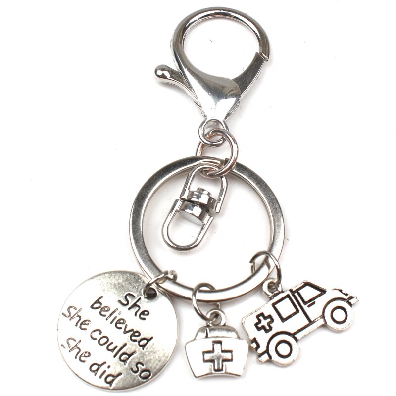 Mode Arts Aid Kit Mini Spuit Thermometer Ambulance Tandarts Angel Stethoscoop Sleutelhanger Geneeskunde Graduate Souvenir: 2