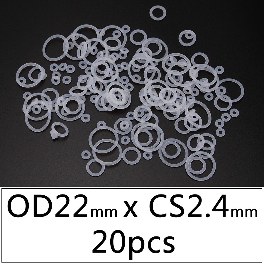 20Pcs Vmq Siliconen Rubber Afdichting O-Ring Vervanging Wit Afdichting O Ringen Pakking Washer Od 6Mm-30Mm Cs 2.4Mm Diy Accessoires S120: OD22mmxCS2.4mm 20pcs