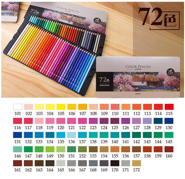 Deli Oily Colored Pencil Set 24/36/48/72 Colors Oil Painting Drawing Art Supplies For Write Drawing Lapis De Cor Art Supplies: 72colors
