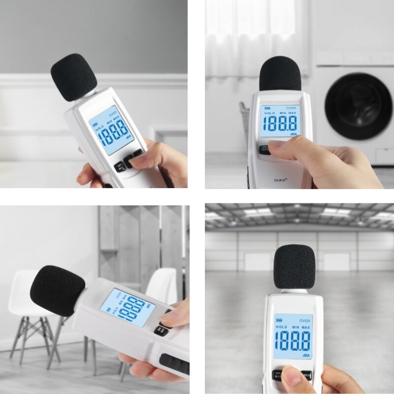 DUKA FB1 Sound Level Meter Digital Handheld DB Audio Tester 30-130dB Decibels Mini Noise Measuring Instrument HD Backlight