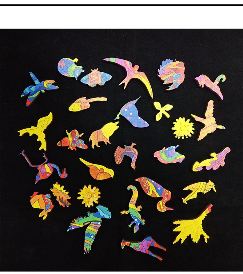 Unique Shape Wooden Animal Puzzles for Adults DIY Mysterious Owl Puzzle Animal Shaped Puzzles for Kids Jigsaw Puzzle