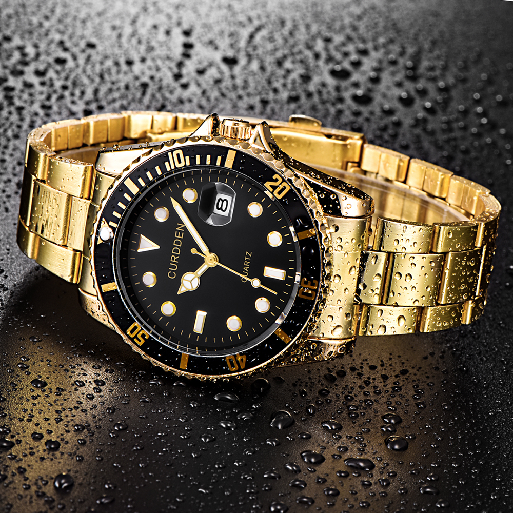 1 ud./lote, relojes de CURDDEN de para Hombre, Reloj de cuarzo con fecha de acero inoxidable a la para Hombre, Reloj de pulsera grande para Hombre Grande