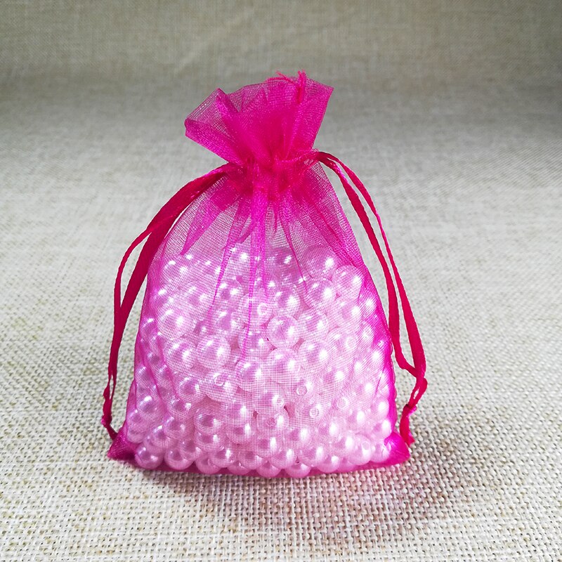 100pcs/lot 5x7 7x9 9x12CM Organza Bags Wedding Party Christmas Decoration Drawstring Bag Pouch Jewelry Packaging Bags